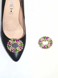 El Rayo Adornos Y Broches De Zapatos^Shiny 1189 - Oval Fuxia